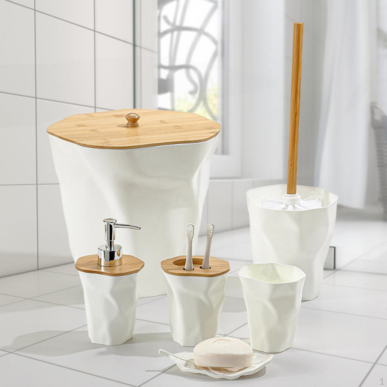 6 Piece Bathroom Accessory Set with Waste Basket And Toothbrush Holder білий
6 Piece Bathroom Accessory Set with Waste Basket And Toothbrush Holder білий