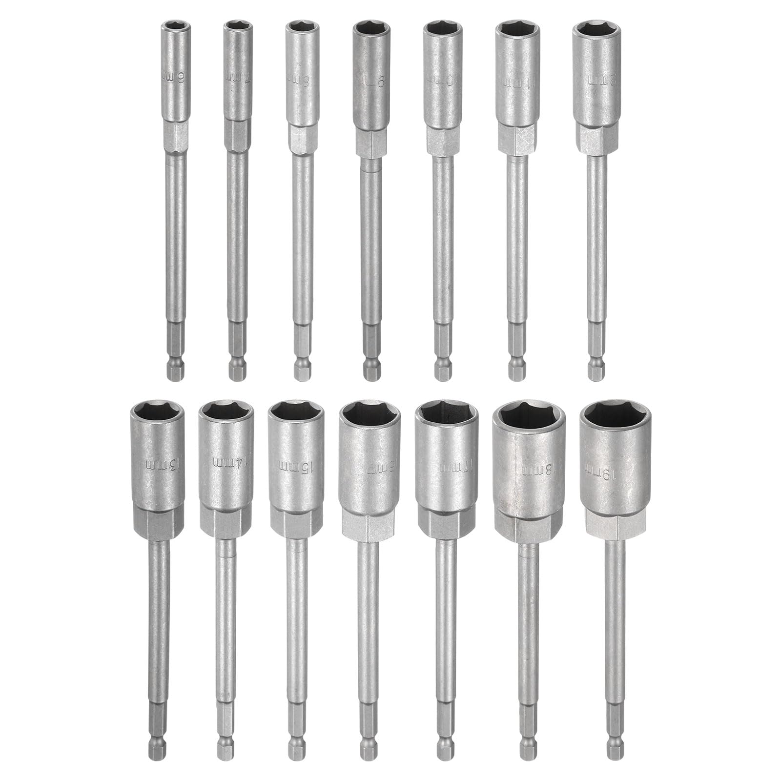uxcell Hex Bit Sockets, 6-19mm, 14-Piece Set, Hex Shank, Cr-V Steel, Sandblasted Surface, DIY Tools, for Power Drills and Impact Drivers, 150mm Long
uxcell Hex Bit Sockets, 6-19mm, 14-Piece Set, Hex Shank, Cr-V Steel, Sandblasted Surface, DIY Tools, for Power Drills and Impact Drivers, 150mm Long