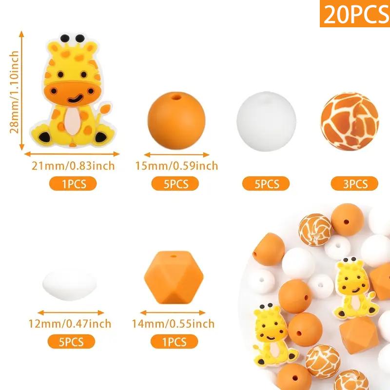 20/25/30/35/40PCS Giraffe Silicone Bead Set, DIY Bead Pen, Keychain, Bracelet, Necklace, Creative Handmade Decoration
20/25/30/35/40PCS Giraffe Silicone Bead Set, DIY Bead Pen, Keychain, Bracelet, Necklace, Creative Handmade Decoration