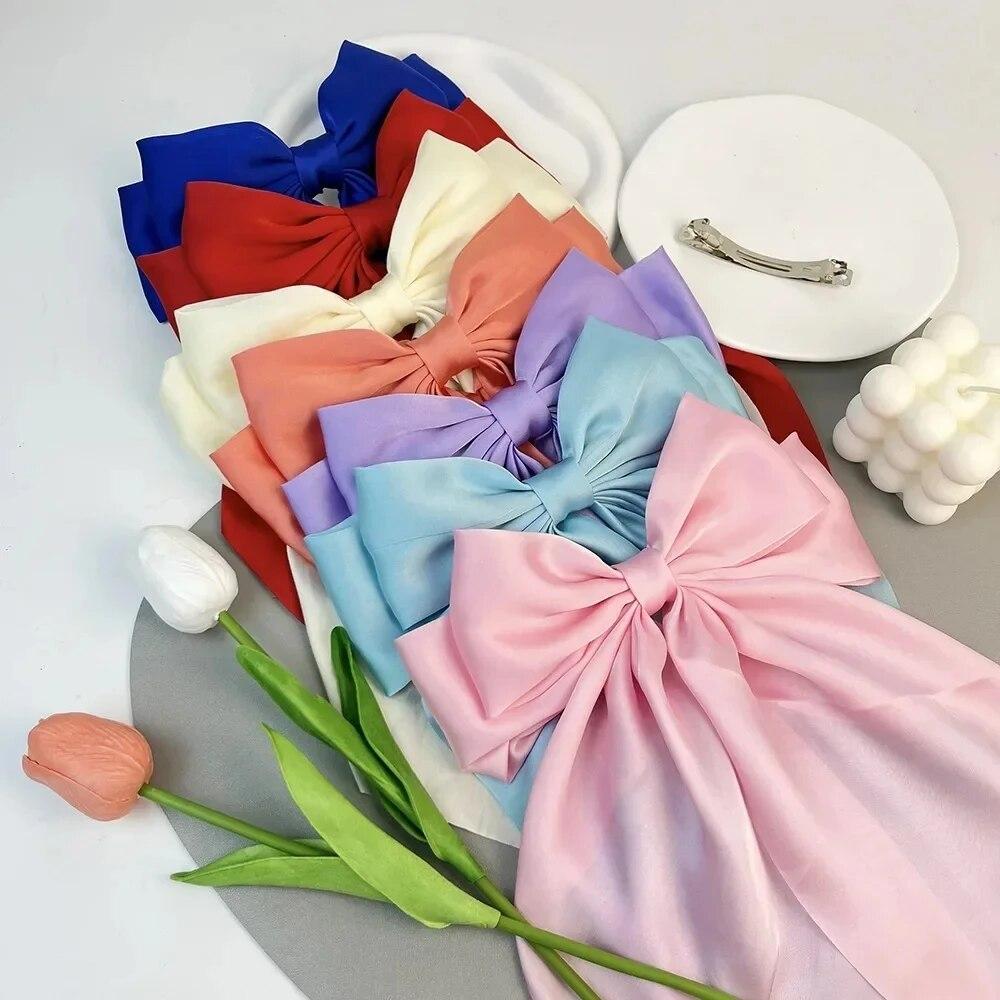 Chiffon Bow Hair Clip Women Large Bowknot Satin Hairpin Barrettes Girls Solid Color Ponytail Clip Hair Accessories Headwear Gift
Chiffon Bow Hair Clip Women Large Bowknot Satin Hairpin Barrettes Girls Solid Color Ponytail Clip Hair Accessories Headwear Gift