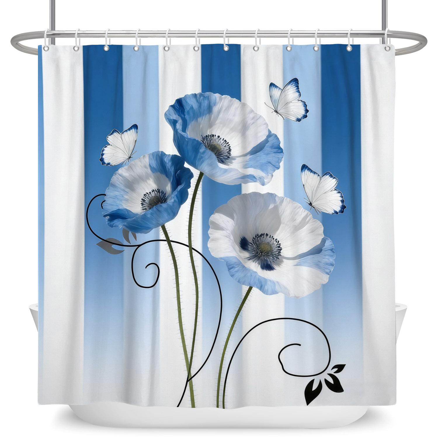 Blue Floral Butterfly Shower Curtain Modern Stripe Geometric Pattern Waterproof Bath Curtain Bathroom Decor Polyester With Hooks W60H190(CM)-1 Pcs
Blue Floral Butterfly Shower Curtain Modern Stripe Geometric Pattern Waterproof Bath Curtain Bathroom Decor Polyester With Hooks W60H190(CM)-1 Pcs