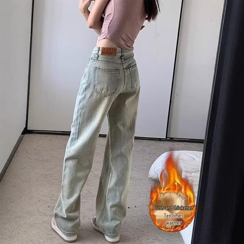 American Petite Plus Velvet High-Waisted Wide-Leg Jeans for Women - Autumn/Winter, Loose Fit, Slimming, Floor-Length, Straight-Leg. L
American Petite Plus Velvet High-Waisted Wide-Leg Jeans for Women - Autumn/Winter, Loose Fit, Slimming, Floor-Length, Straight-Leg. L
