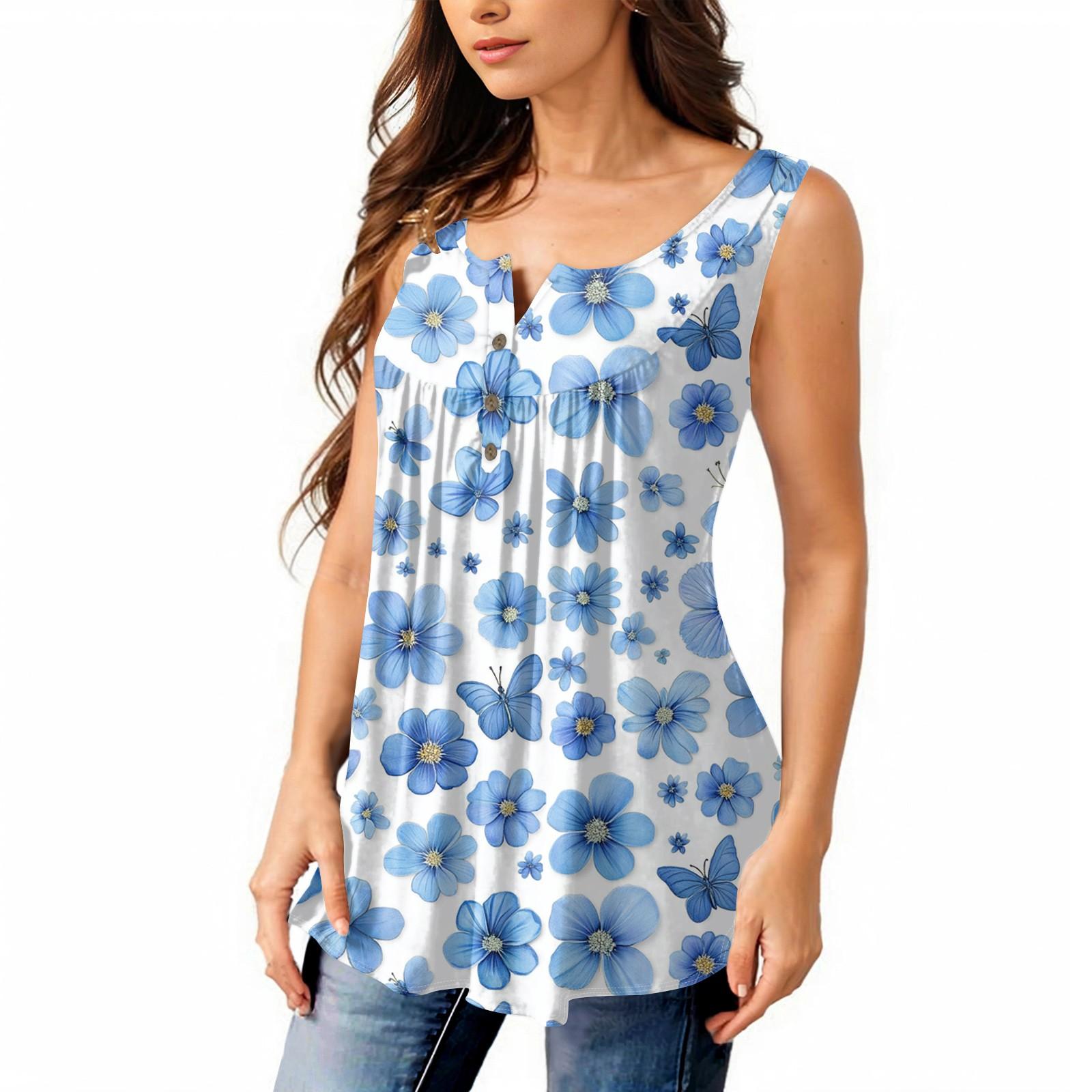 Жіноча модна плісирована повсякденна футболка без рукавів і жилетка на ґудзиках XXXXL небо синє кольору
Жіноча модна плісирована повсякденна футболка без рукавів і жилетка на ґудзиках XXXXL небо синє кольору