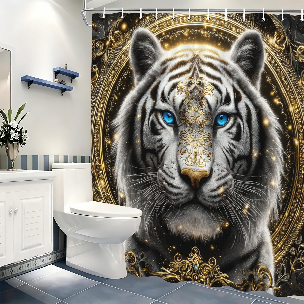 Exquisite White Tiger Pattern Polyester Shower Curtain - Stylish Bathroom Decor, Artistic Bath Polyester For Home Restroom W60H190(CM)-1 Pcs
Exquisite White Tiger Pattern Polyester Shower Curtain - Stylish Bathroom Decor, Artistic Bath Polyester For Home Restroom W60H190(CM)-1 Pcs