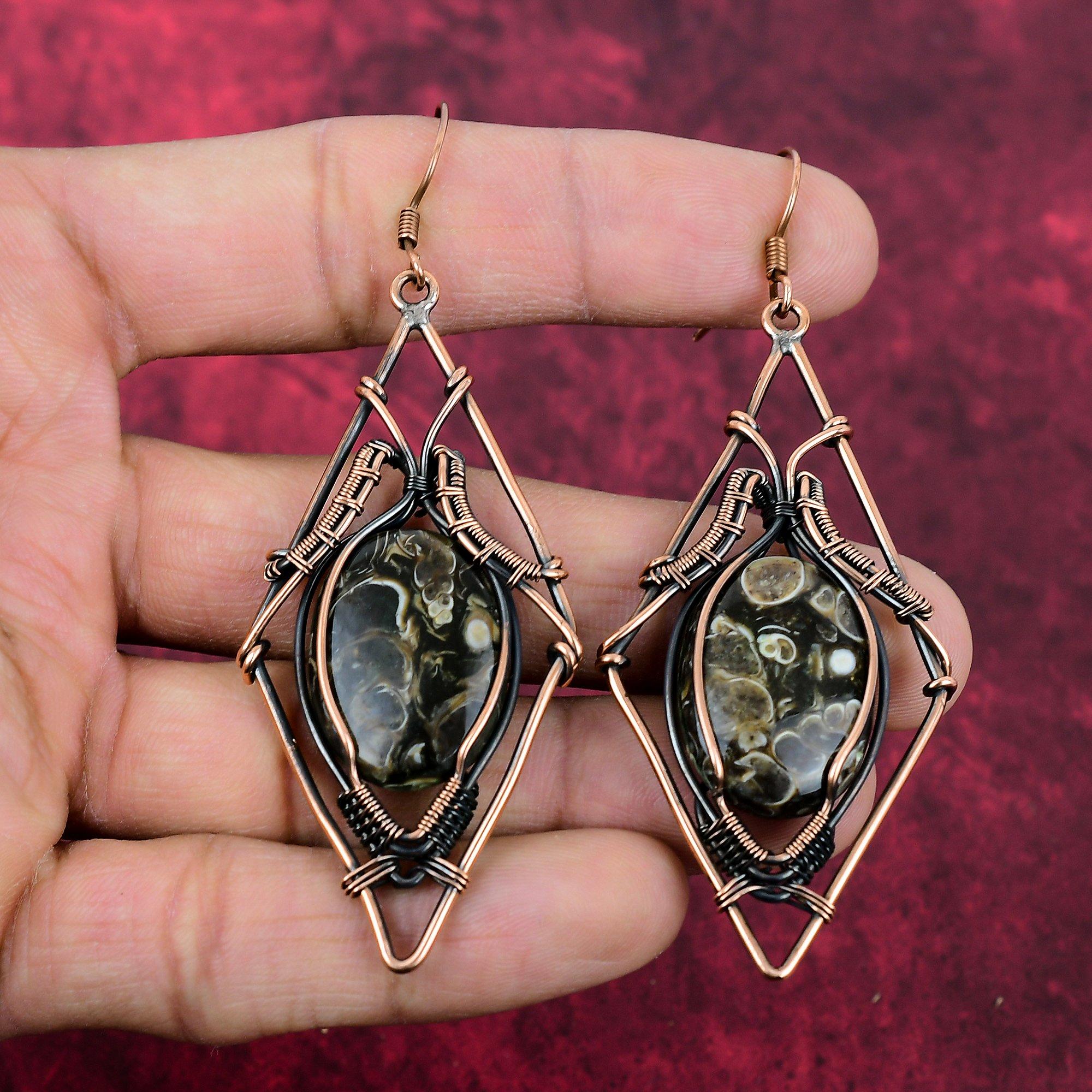 Turritella Agate Earring Copper Wire Wrapped Gemstone Jewelry Handmade Earring Copper Wire Wrapping Earring Gifts For Mom Designer Jewelry
Turritella Agate Earring Copper Wire Wrapped Gemstone Jewelry Handmade Earring Copper Wire Wrapping Earring Gifts For Mom Designer Jewelry