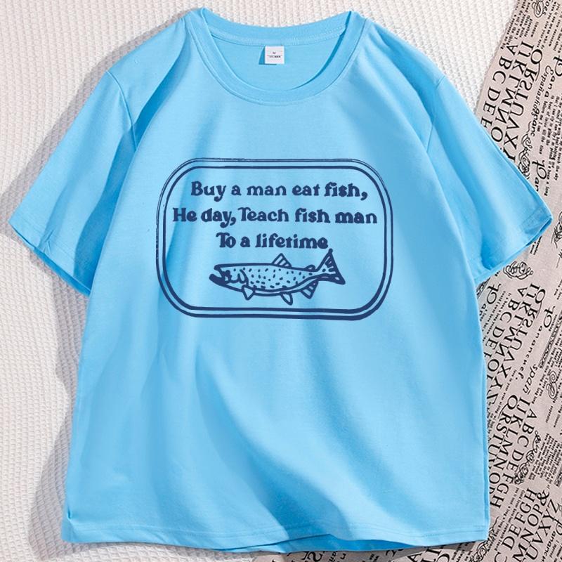 Buy A Man Eat Fish Tshirt Funny Male Teach Fish Man To A Lifetime TShirts Loose Comfortable Cotton Streetwear Y2k Tee 4XL
Buy A Man Eat Fish Tshirt Funny Male Teach Fish Man To A Lifetime TShirts Loose Comfortable Cotton Streetwear Y2k Tee 4XL