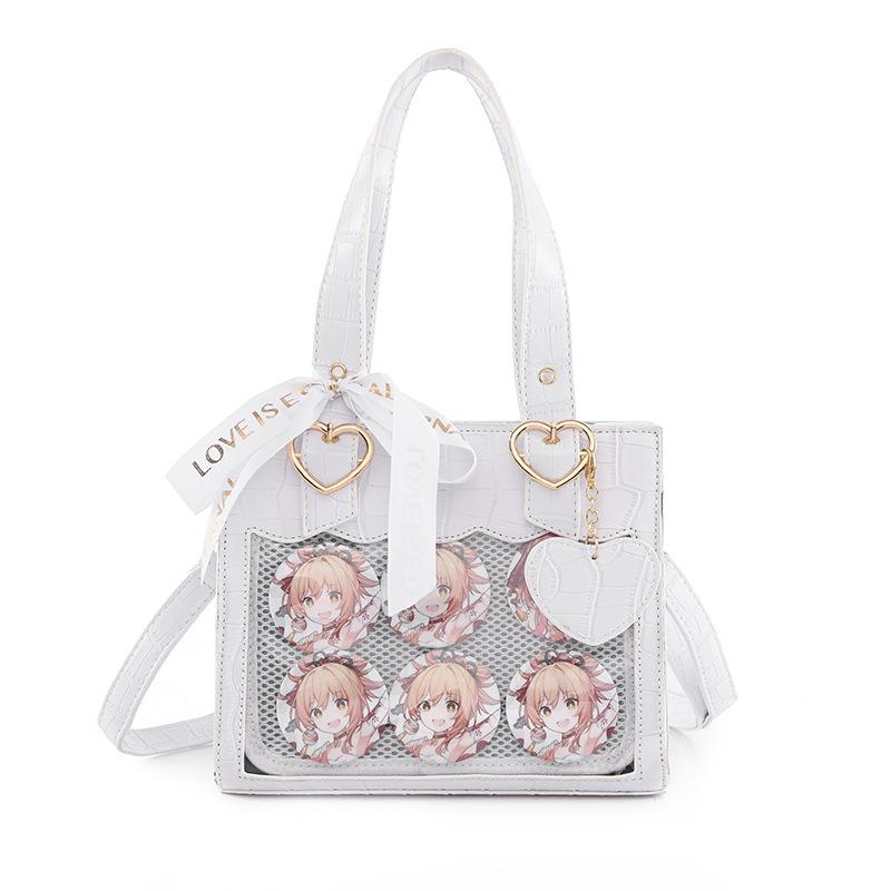 Japanese-style Cartoon Character Crossbody Bag with Crocodile-patterned Transparent Window, for Female Students 28x23x11cm білий
Japanese-style Cartoon Character Crossbody Bag with Crocodile-patterned Transparent Window, for Female Students 28x23x11cm білий