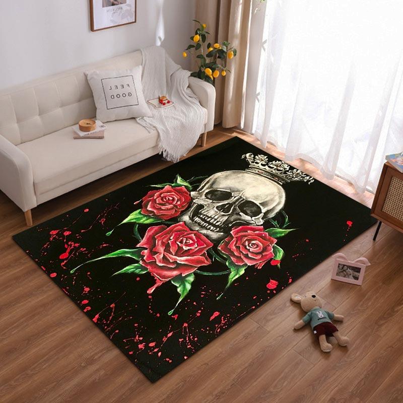 Gothic Skull and Red Roses Carpet with Crown Design, Black Background Suitable for use as an anti-slip for living room bedroom sofas 40x60cm( 15x23in )
Gothic Skull and Red Roses Carpet with Crown Design, Black Background Suitable for use as an anti-slip for living room bedroom sofas 40x60cm( 15x23in )