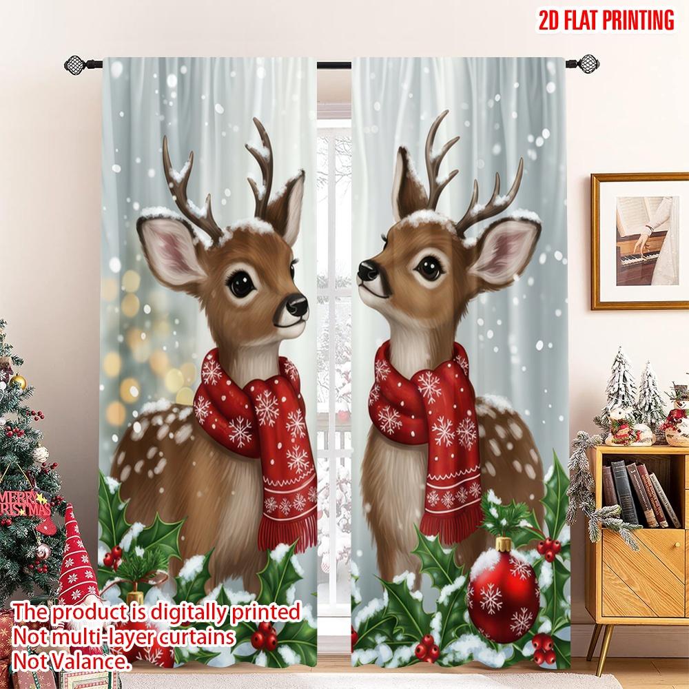 Set Of 2 Flat Printing Christmas Curtains Reindeer Snow Holiday Festive Digital Printed Polyester Drapes Curtain W100*H70(CM)-Hooks&2PCS
Set Of 2 Flat Printing Christmas Curtains Reindeer Snow Holiday Festive Digital Printed Polyester Drapes Curtain W100*H70(CM)-Hooks&2PCS