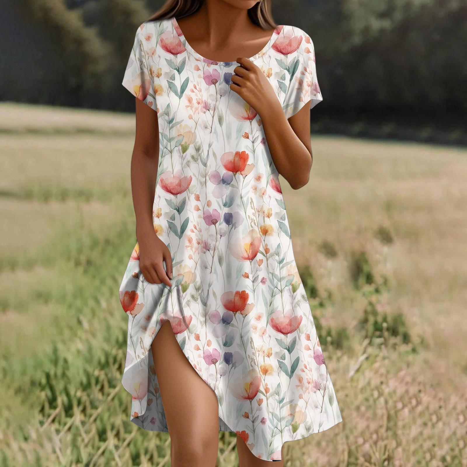 Short Sleeve Boho Dress For Women Casual Loose Fit Summer Sundress Floral Print Dress With Pockets XL рожевий
Short Sleeve Boho Dress For Women Casual Loose Fit Summer Sundress Floral Print Dress With Pockets XL рожевий