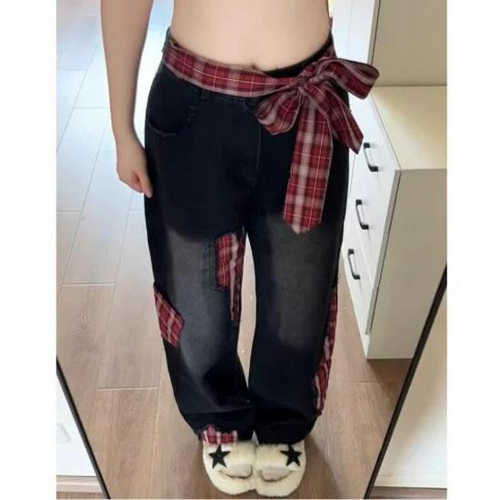 Women s High Waist Red Plaid Patchwork Wide Leg Jeans - Retro Loose Slimming Mop Pants for Spring/Summer Small
Women s High Waist Red Plaid Patchwork Wide Leg Jeans - Retro Loose Slimming Mop Pants for Spring/Summer Small