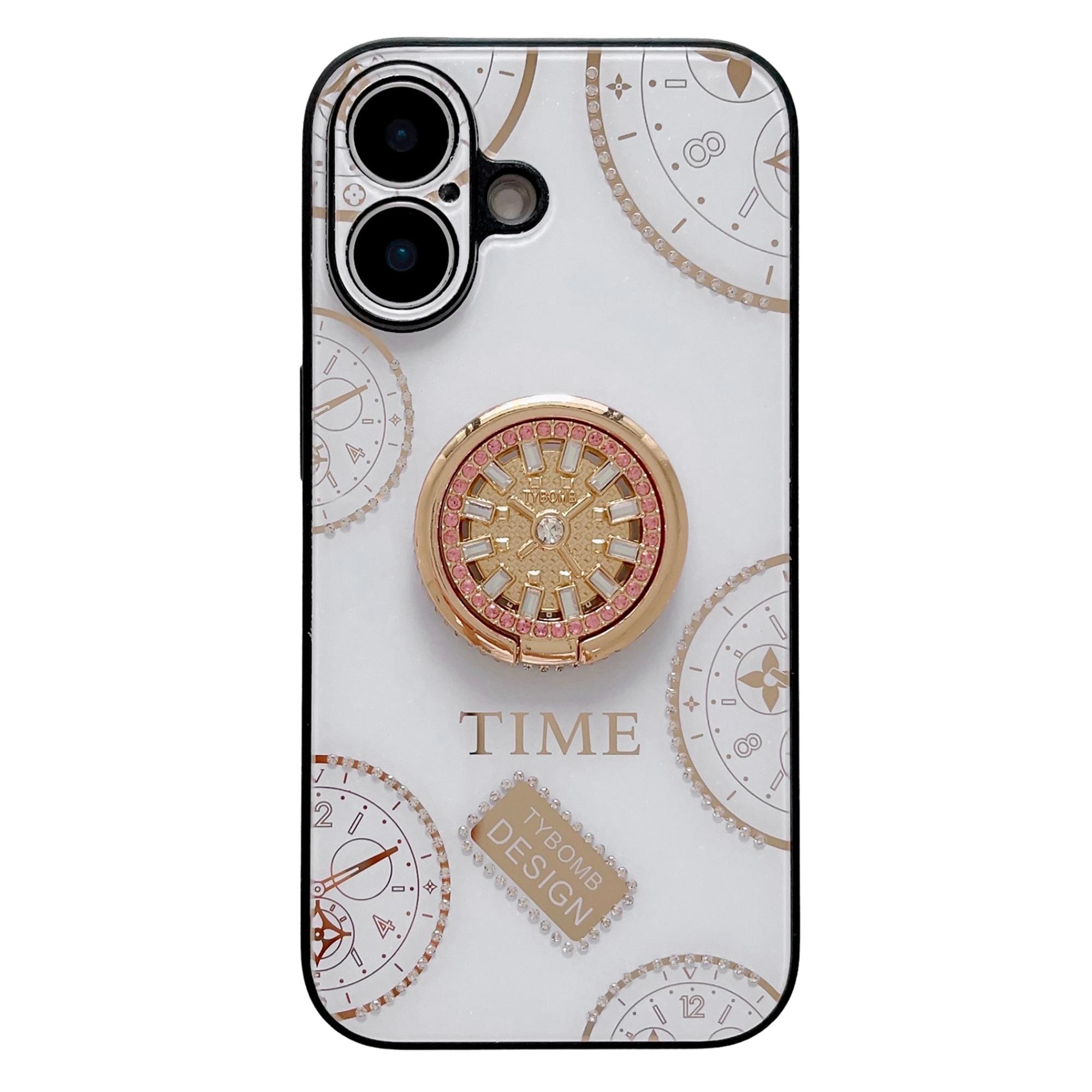 For iPhone 16 Case Clock Motifs TPU+PC Phone Cover with Rhinestones Decor Ring Kickstand - White
For iPhone 16 Case Clock Motifs TPU+PC Phone Cover with Rhinestones Decor Ring Kickstand - White