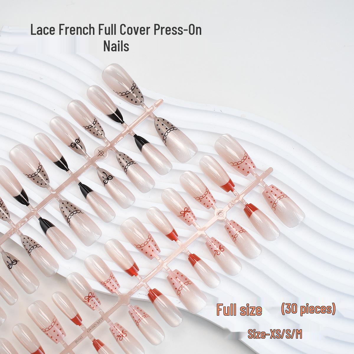 P0161-162 French Polka Dot Lace Cat-Eye Press-On Nails in Black & Red with Bow Detail, All Sizes
P0161-162 French Polka Dot Lace Cat-Eye Press-On Nails in Black & Red with Bow Detail, All Sizes