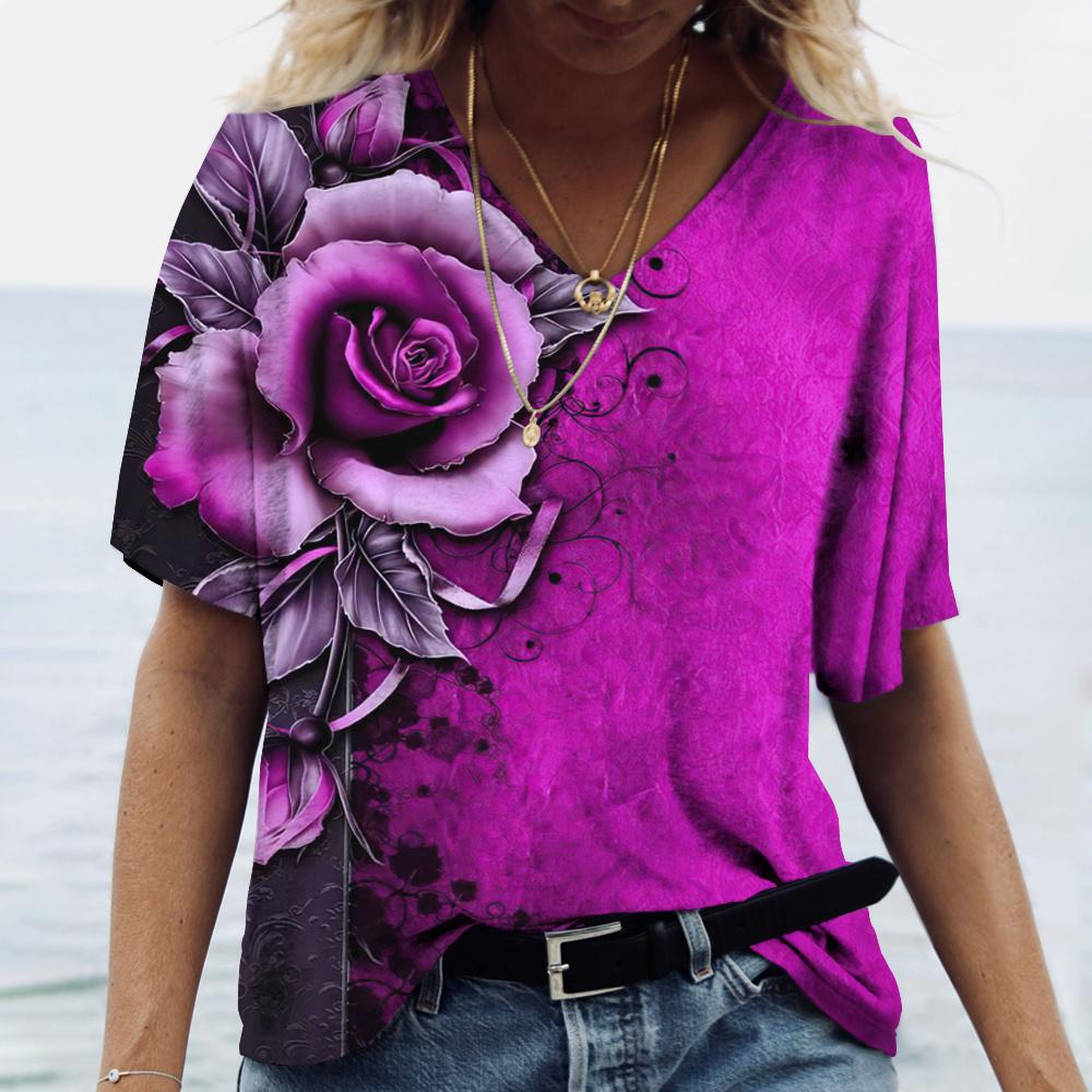 Women s fashionable floral street wear short sleeved V-neck T-shirt XL
Women s fashionable floral street wear short sleeved V-neck T-shirt XL