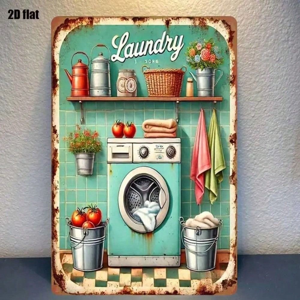 Vintage Laundry Metal Wall Art, Washing Machine Decor Sign
Vintage Laundry Metal Wall Art, Washing Machine Decor Sign