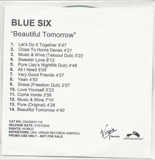 CD BLUE SIX Beautiful Tomorrow CDASW01115 Astralwerks Non Japan Dance Electronica Used
CD BLUE SIX Beautiful Tomorrow CDASW01115 Astralwerks Non Japan Dance Electronica Used