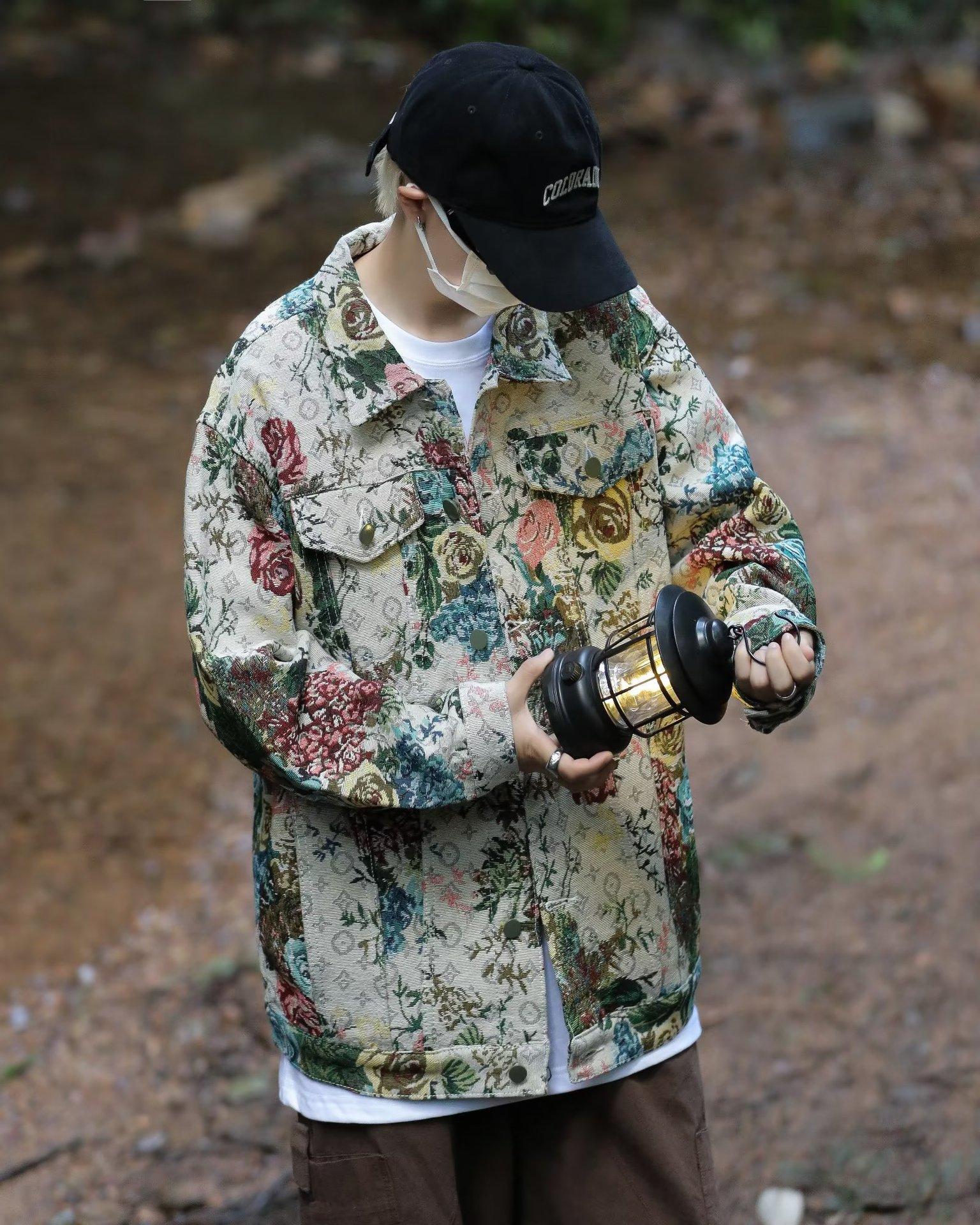 Мужская куртка сезонного тренда жаккардовый дизайн Sense Top свободный американский ретро инструментальная куртка M