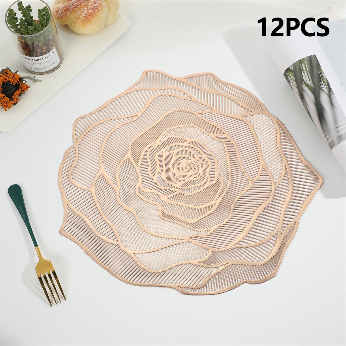 RX3307 12Pcs PVC Dining Table Placemats Heat Resistant Non Slip Rose Pattern Tabletop Mat Rose Gold
RX3307 12Pcs PVC Dining Table Placemats Heat Resistant Non Slip Rose Pattern Tabletop Mat Rose Gold