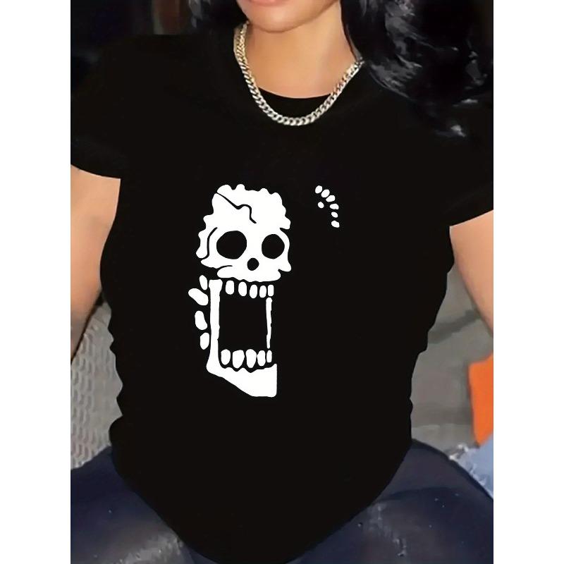 A Loose-Fitting Round-Neck Short-Sleeve Sports T-Shirt for Women Featuring a Surprised Skull Design 4XL чорний
A Loose-Fitting Round-Neck Short-Sleeve Sports T-Shirt for Women Featuring a Surprised Skull Design 4XL чорний