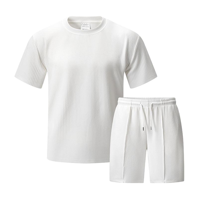 Summer short sleeved suit men s casual sports set two-piece set XL брудно-білий
Summer short sleeved suit men s casual sports set two-piece set XL брудно-білий