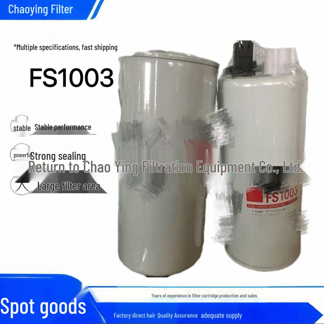 Chao Ying Filtration Engine Oil FS1003 & Diesel Filter 4070801 for Generators and Construction Machinery
Chao Ying Filtration Engine Oil FS1003 & Diesel Filter 4070801 for Generators and Construction Machinery
