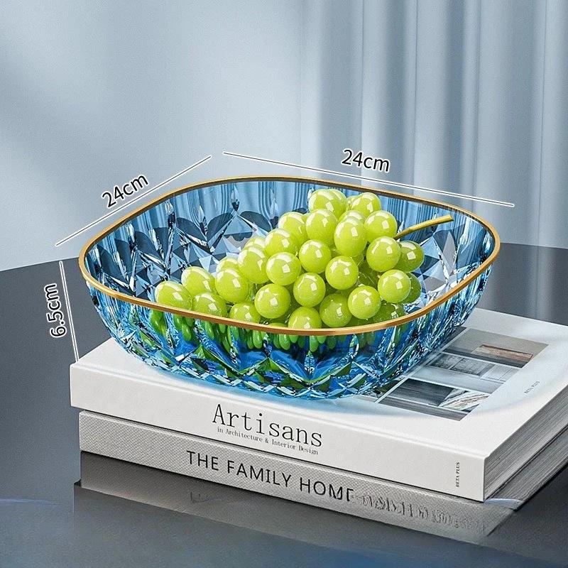 Hot Household Fruit Bowl Salad Dessert Biscuit Plate Plastic Square Transparent Tray Golden Edge Snack Plates Tableware
Hot Household Fruit Bowl Salad Dessert Biscuit Plate Plastic Square Transparent Tray Golden Edge Snack Plates Tableware