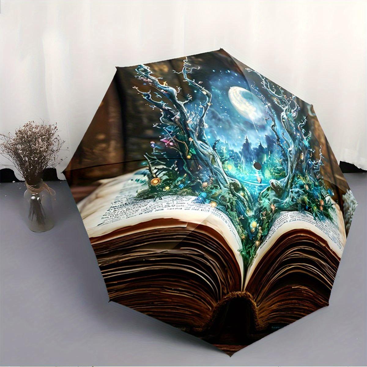 Automatic Folding Umbrella An open book transforming into an enchanted forest with a full moon. Portable collapsible design, c Iron&8K
Automatic Folding Umbrella An open book transforming into an enchanted forest with a full moon. Portable collapsible design, c Iron&8K