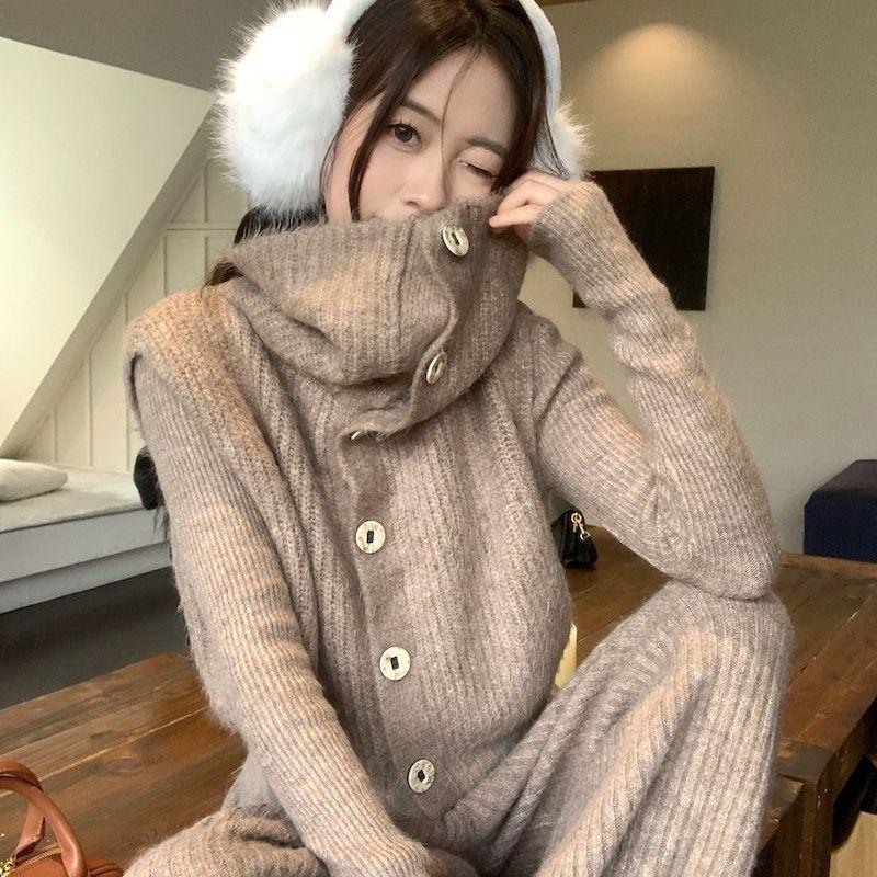 Women s French-style Sweater Set: Autumn & Winter Three-Piece with High-Waist Wide-Leg Pants and Lapel Vest. XL
Women s French-style Sweater Set: Autumn & Winter Three-Piece with High-Waist Wide-Leg Pants and Lapel Vest. XL