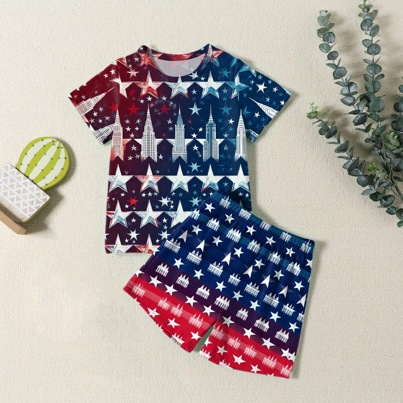 Boys Girls Fashion Casual Round Neck Short Sleeve T-Shirt Shorts Independence Day Set 110
Boys Girls Fashion Casual Round Neck Short Sleeve T-Shirt Shorts Independence Day Set 110