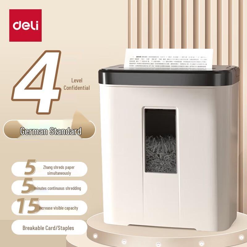 Deli 5-Sheet Level 4 Particle Cut Paper Shredder CN plug (adapter included)
Deli 5-Sheet Level 4 Particle Cut Paper Shredder CN plug (adapter included)