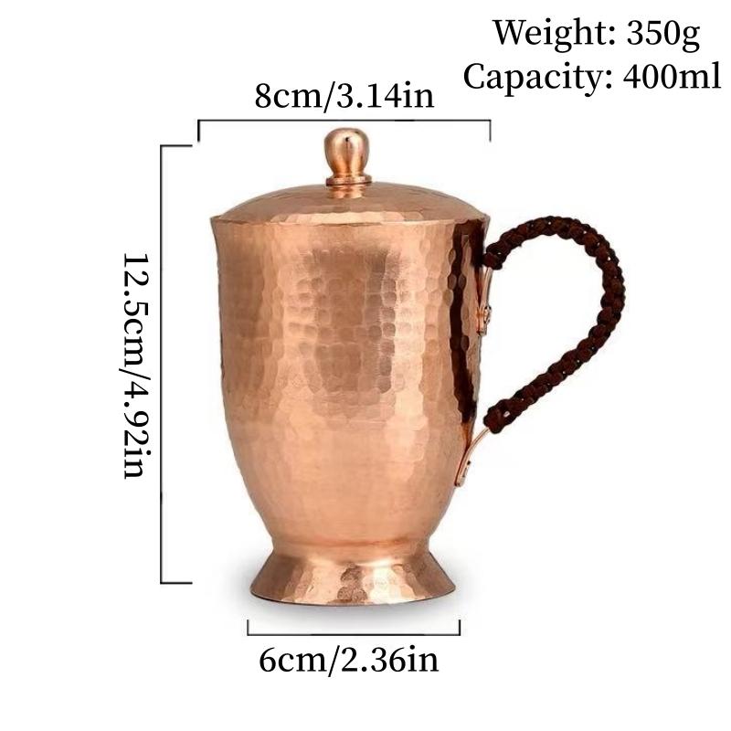 Vintage Pure Copper Mug,With Lid Milk Breakfast Coffee Cup,Handcrafted Woven Handle Hammer Texture Home 400Ml Tea Cup Tableware 400ml
Vintage Pure Copper Mug,With Lid Milk Breakfast Coffee Cup,Handcrafted Woven Handle Hammer Texture Home 400Ml Tea Cup Tableware 400ml
