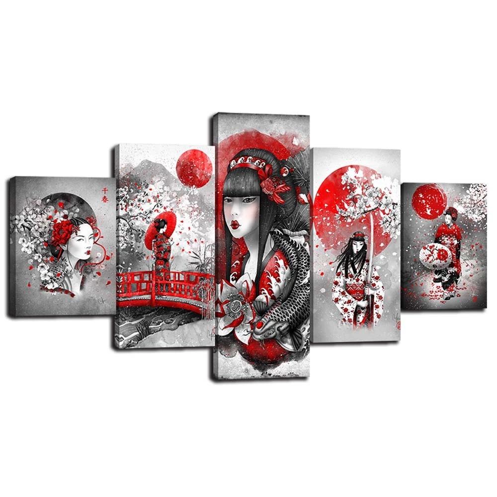 Modular No Frame 5 Pcs Japanese Geisha Style Canvas Painting Wall Art HD Print Poster Picture Modern Living Room Home Decoration 20x35 20x45 20x55cm
Modular No Frame 5 Pcs Japanese Geisha Style Canvas Painting Wall Art HD Print Poster Picture Modern Living Room Home Decoration 20x35 20x45 20x55cm