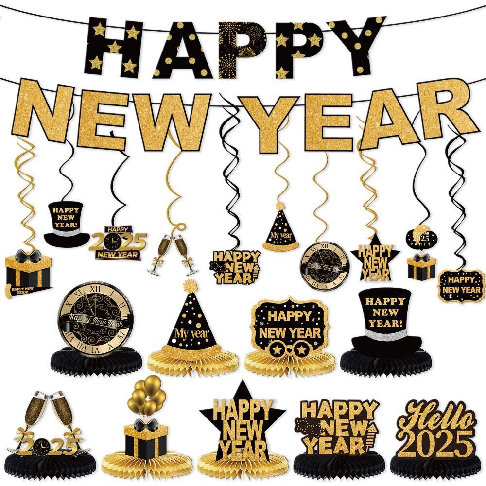 Glitter Black Gold Honeycomb Ornament Paper New Year Swirls Pendant Living Room Bedroom Style 2
Glitter Black Gold Honeycomb Ornament Paper New Year Swirls Pendant Living Room Bedroom Style 2