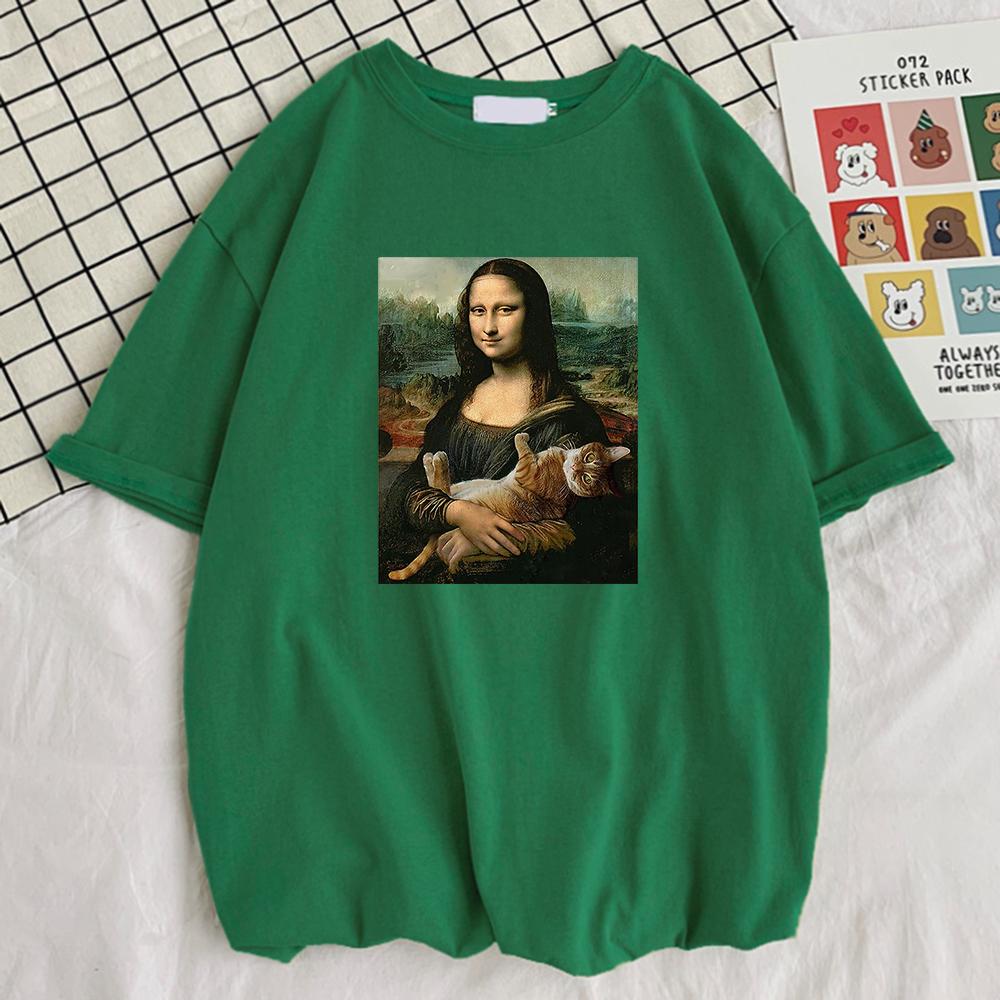 Famous Painting Mona Lisa Hold Cat Prints Men Cotton T-Shirts O-Neck Creativity Short Sleeve Fashion Casual Mans Tee Clothing 4XL
Famous Painting Mona Lisa Hold Cat Prints Men Cotton T-Shirts O-Neck Creativity Short Sleeve Fashion Casual Mans Tee Clothing 4XL