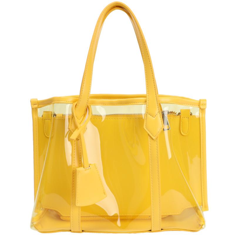 Transparent bag women s spring and summer large-capacity handbag summer beach bag candy-colored jelly bag pain bag жовтий
Transparent bag women s spring and summer large-capacity handbag summer beach bag candy-colored jelly bag pain bag жовтий