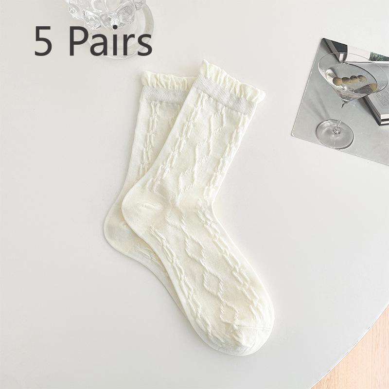 5 пар женских летних хлопковых носков без косточек с кружевом и средним ворсом 5 Pairs
5 пар женских летних хлопковых носков без косточек с кружевом и средним ворсом 5 Pairs