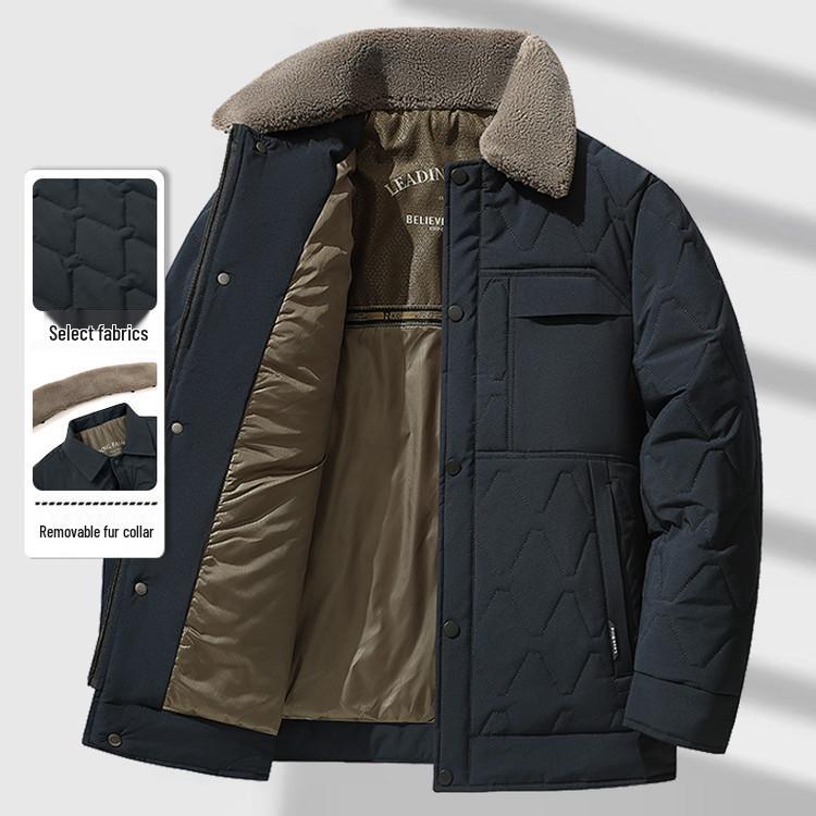 Men s Winter Short Lapel Cotton Jacket with Detachable Fur Collar - Business Casual Outerwear 5XL (175-195 lbs) темно-синього кольору
Men s Winter Short Lapel Cotton Jacket with Detachable Fur Collar - Business Casual Outerwear 5XL (175-195 lbs) темно-синього кольору