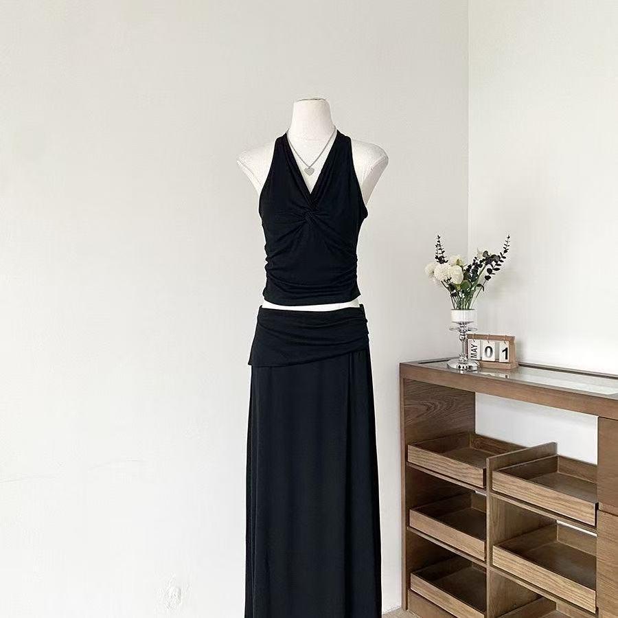 2026 Korean Style Summer Retro Pleated Vest & Skirt Set Women s Sleeveless Large Hem Large чорний
2026 Korean Style Summer Retro Pleated Vest & Skirt Set Women s Sleeveless Large Hem Large чорний