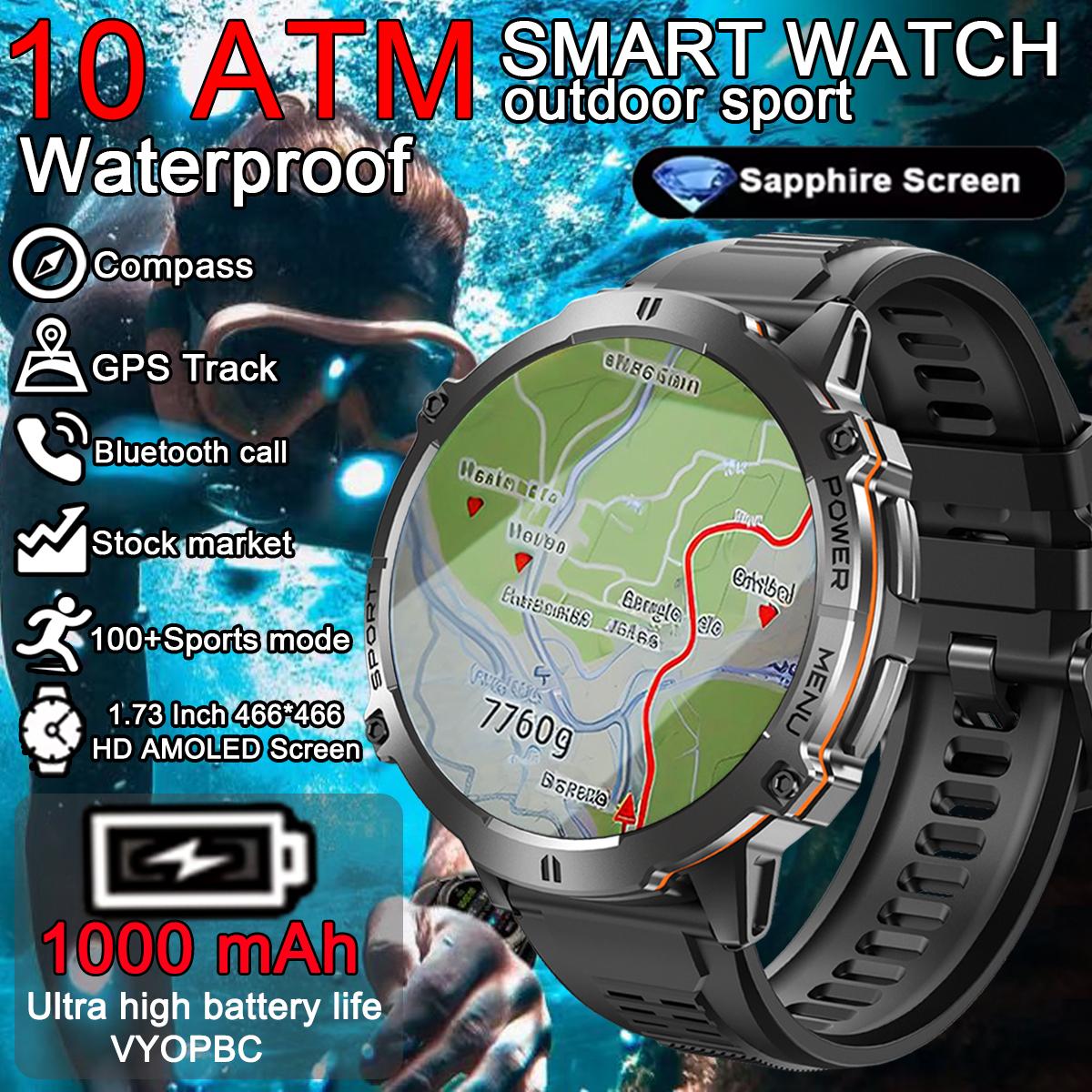 Outdoor Sports Smartwatch 1000mAh Battery 1.73-inch AMOLED Screen Men s Watch Compass 10ATM Waterproof Bluetooth Call Smartwatch чорний
Outdoor Sports Smartwatch 1000mAh Battery 1.73-inch AMOLED Screen Men s Watch Compass 10ATM Waterproof Bluetooth Call Smartwatch чорний
