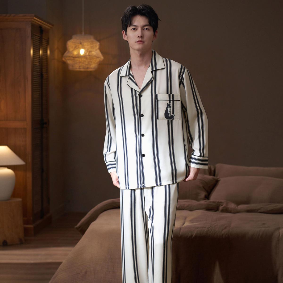 Men s Ice Silk Long Sleeve Striped Pajama Set - Spring to Autumn 2XL
Men s Ice Silk Long Sleeve Striped Pajama Set - Spring to Autumn 2XL