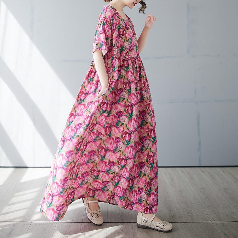 Summer new simple bohemian long dress fattened and enlarged short-sleeved crew neck printed dress women s clothing One size
Summer new simple bohemian long dress fattened and enlarged short-sleeved crew neck printed dress women s clothing One size