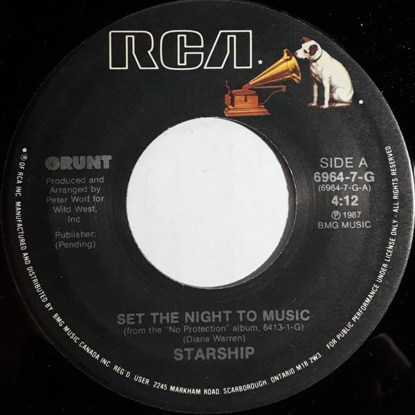 7inch Record STARSHIP - Set The Night To Music 69647G RCA, Grunt 1987 Canada Rock Used
7inch Record STARSHIP - Set The Night To Music 69647G RCA, Grunt 1987 Canada Rock Used