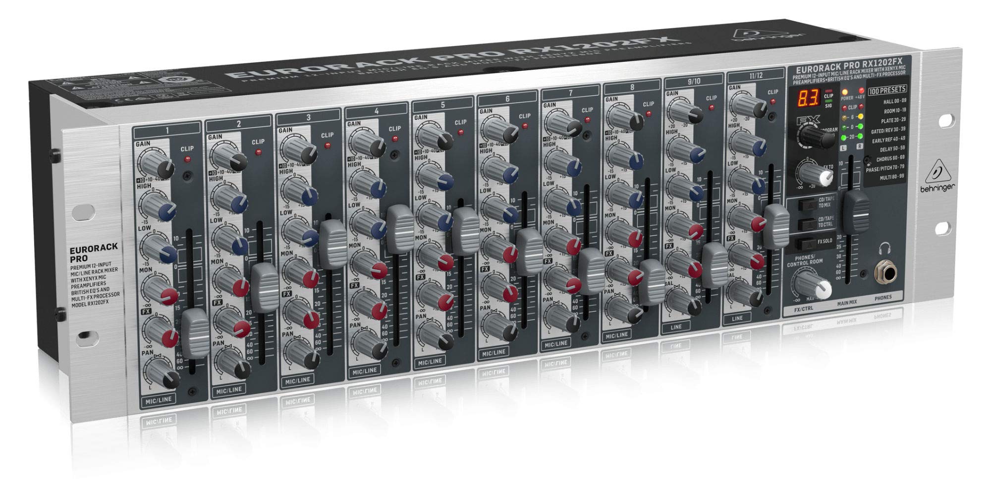 Аналоговий мікшер Behringer 3U, 12-канальний високоякісний мікрофонний передпідсилювач з FX RX1202FX V2
Аналоговий мікшер Behringer 3U, 12-канальний високоякісний мікрофонний передпідсилювач з FX RX1202FX V2