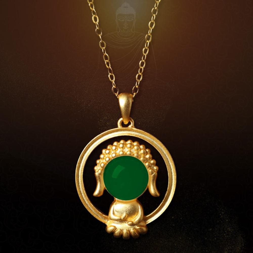 Vietnamese Gold Buddha Necklace with Synthetic Hetian Jade Pendant Ethnic Style Jewelry for Women
Vietnamese Gold Buddha Necklace with Synthetic Hetian Jade Pendant Ethnic Style Jewelry for Women