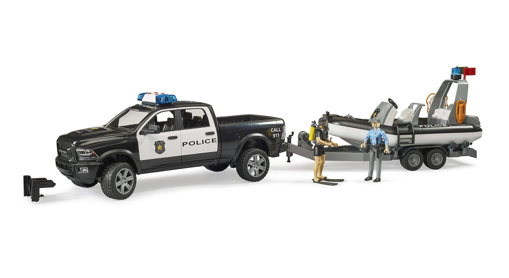 Bruder Ram Power Wagon Police Car & Police Boat (with 2 Figures) BR02507
Bruder Ram Power Wagon Police Car & Police Boat (with 2 Figures) BR02507