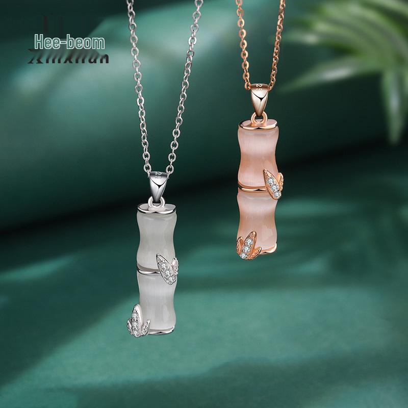 925 Sterling Silver Bamboo Pendant Necklace - Women s Trendy Clavicle Chain with Unique Bamboo Design Platinum - White Stone
925 Sterling Silver Bamboo Pendant Necklace - Women s Trendy Clavicle Chain with Unique Bamboo Design Platinum - White Stone