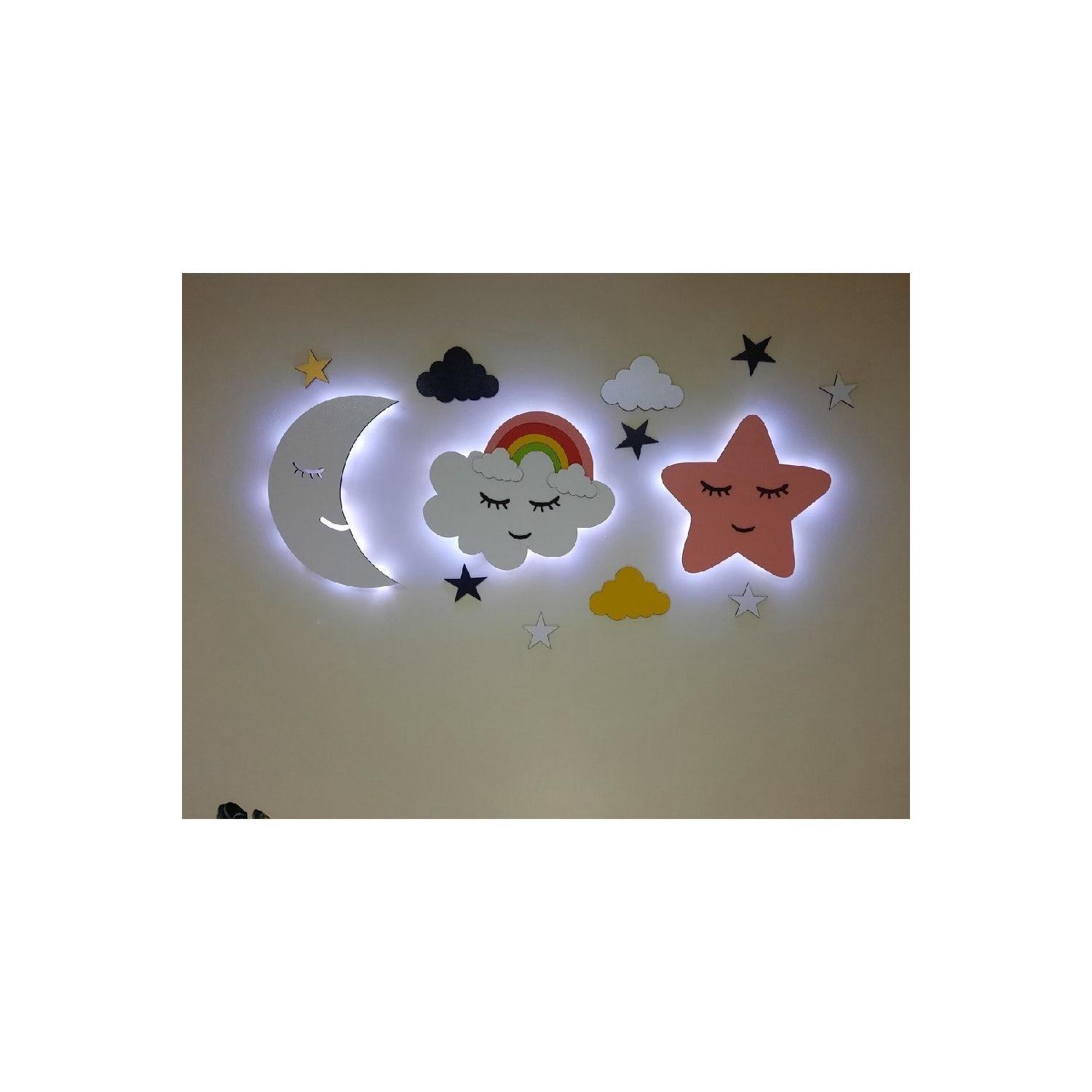 Children s Room Decorative Wooden Moon Rainbow Cloud Star Night Light Led Lighting рожевий
Children s Room Decorative Wooden Moon Rainbow Cloud Star Night Light Led Lighting рожевий