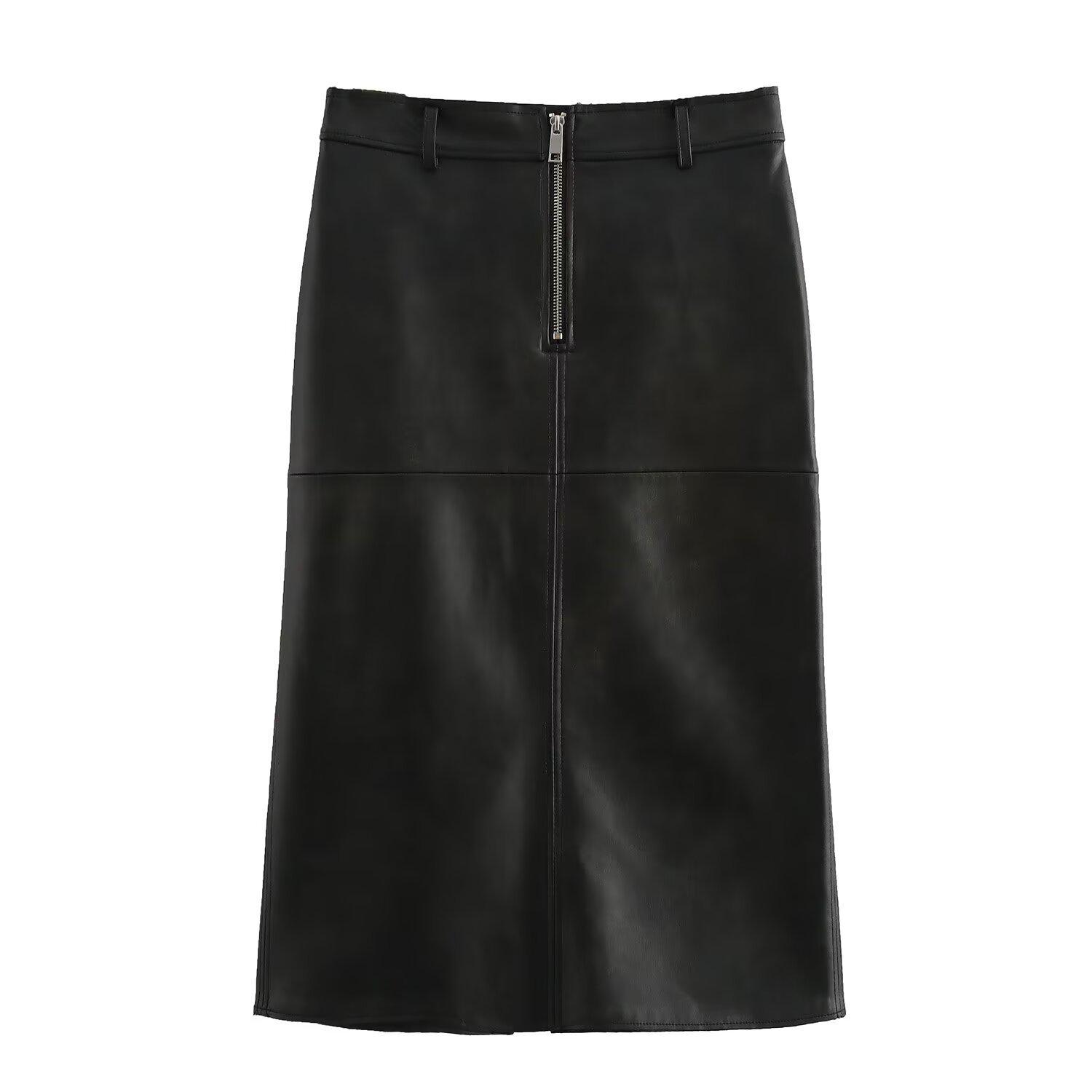 2025 Spring Women s Slim Fit Versatile Zipper Faux Leather Midi Skirt Small чёрный
2025 Spring Women s Slim Fit Versatile Zipper Faux Leather Midi Skirt Small чёрный