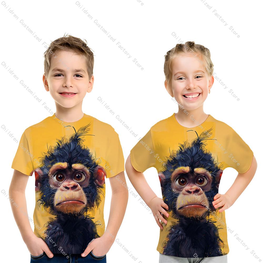Summer Round Neck 3D Cartoon Animal Monkey Print Top Fashionable Casual Short Sleeved Children s Boy and Girl Kids Unisex T-shirts 110
Summer Round Neck 3D Cartoon Animal Monkey Print Top Fashionable Casual Short Sleeved Children s Boy and Girl Kids Unisex T-shirts 110