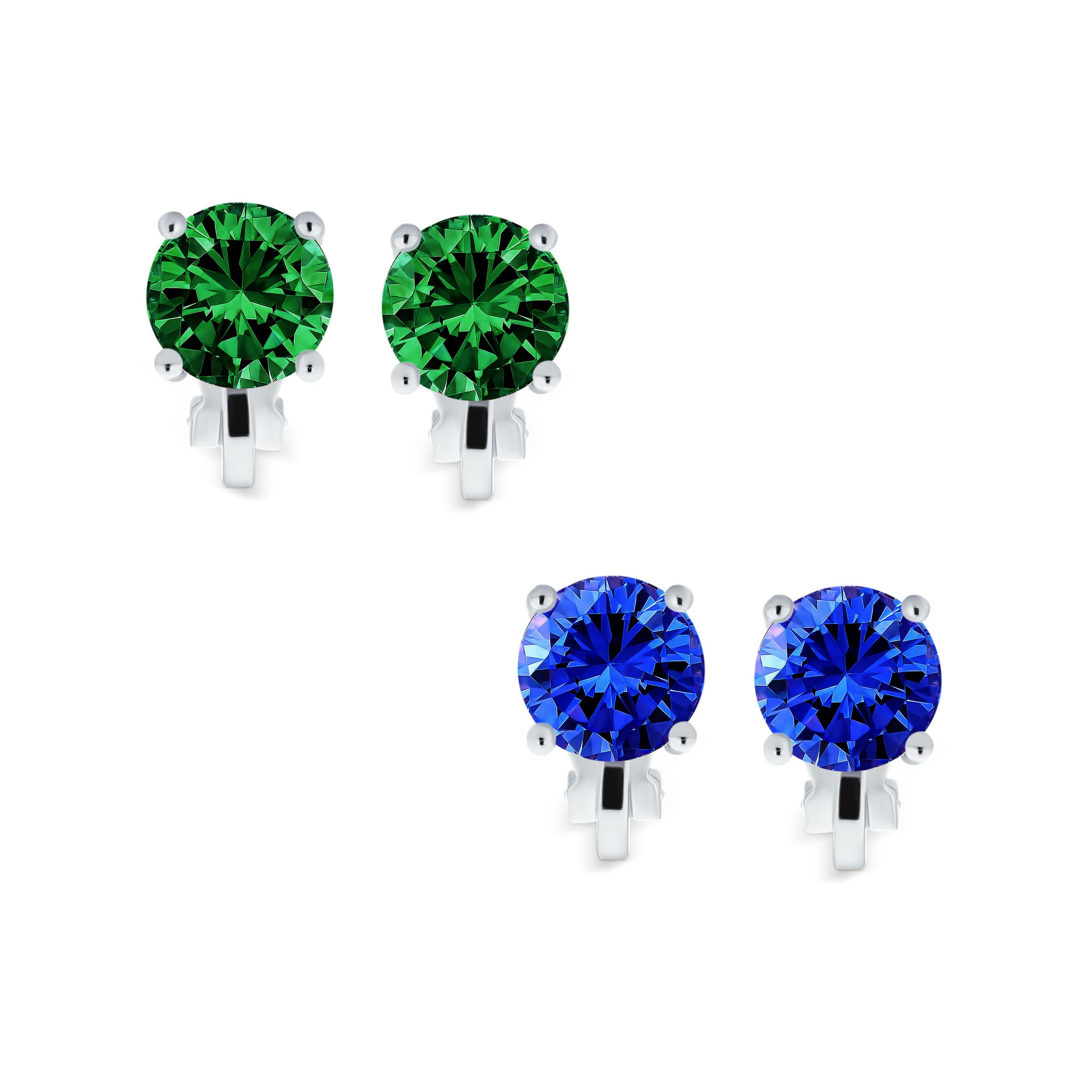 Brilliant Cut Set with 2 Simulated Gemstones Emerald Green Blue Sapphire Solitaire Round Cubic Zirconia CZ Stud Earrings for Women Made of Silver
Brilliant Cut Set with 2 Simulated Gemstones Emerald Green Blue Sapphire Solitaire Round Cubic Zirconia CZ Stud Earrings for Women Made of Silver